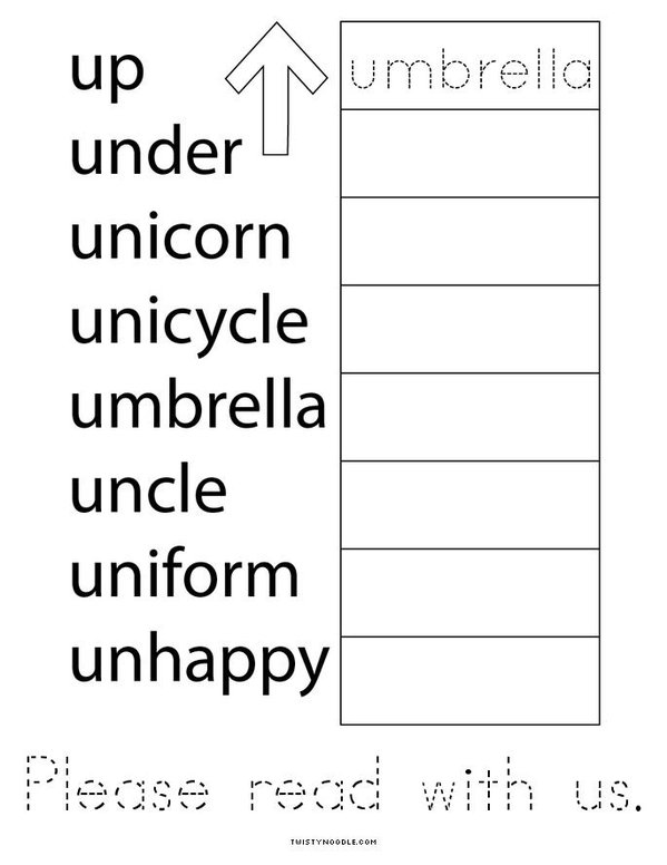 Letter Uu Vowel Reader Mini Book - Sheet 8