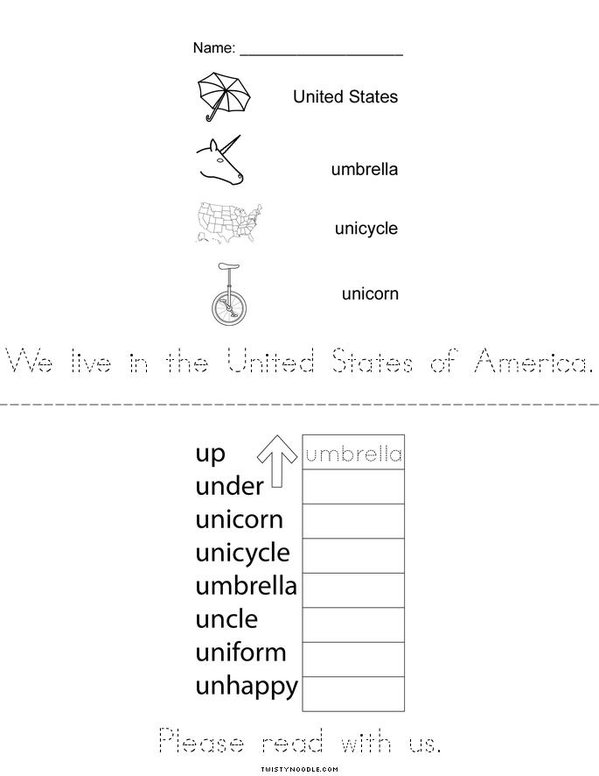 Letter Uu Vowel Reader Mini Book - Sheet 4