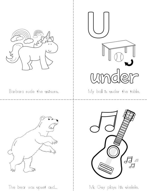 Letter Uu Vowel Reader Mini Book - Sheet 1