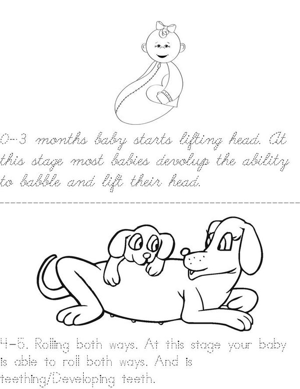 Baby devolpment stages Mini Book - Sheet 1