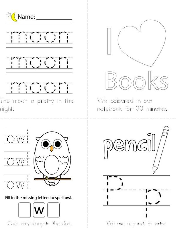 Learning and writing my ABC Mini Book - Sheet 4