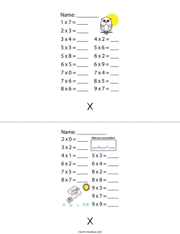 katies math Mini Book - Sheet 2