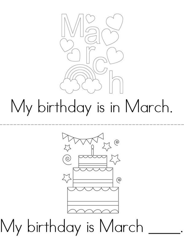 My Birthday is in March Mini Book - Sheet 1