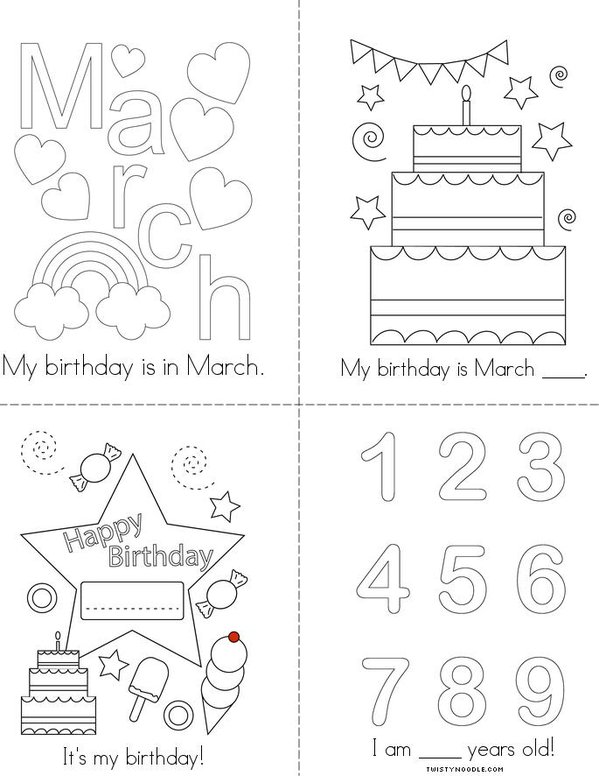 My Birthday is in March Mini Book