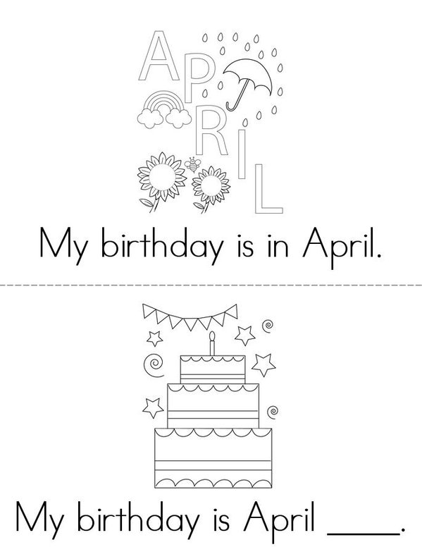 My Birthday is in April Mini Book - Sheet 1
