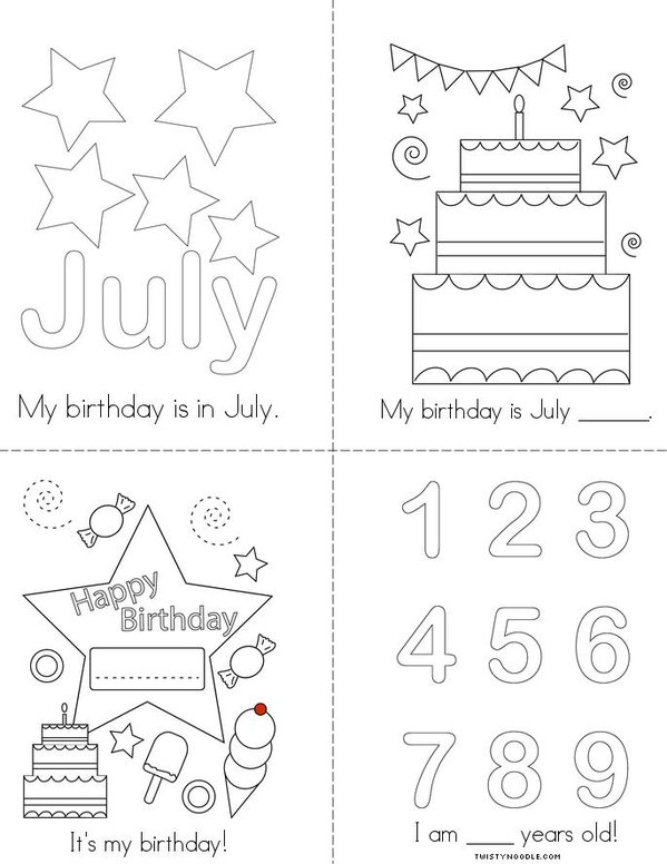 My Birthday is in July Mini Book