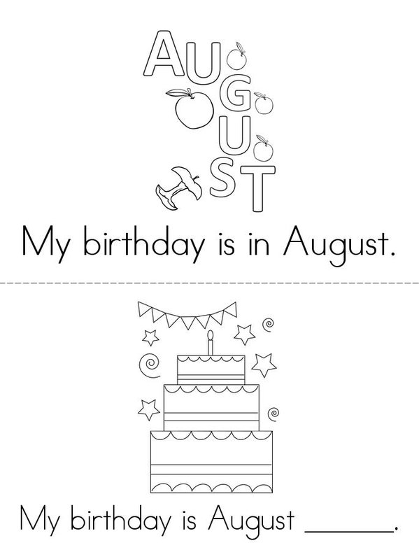 My Birthday is in August Mini Book - Sheet 1