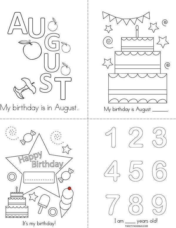My Birthday is in August Mini Book