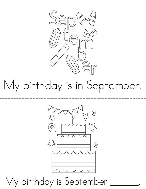 My Birthday is in September Mini Book - Sheet 1
