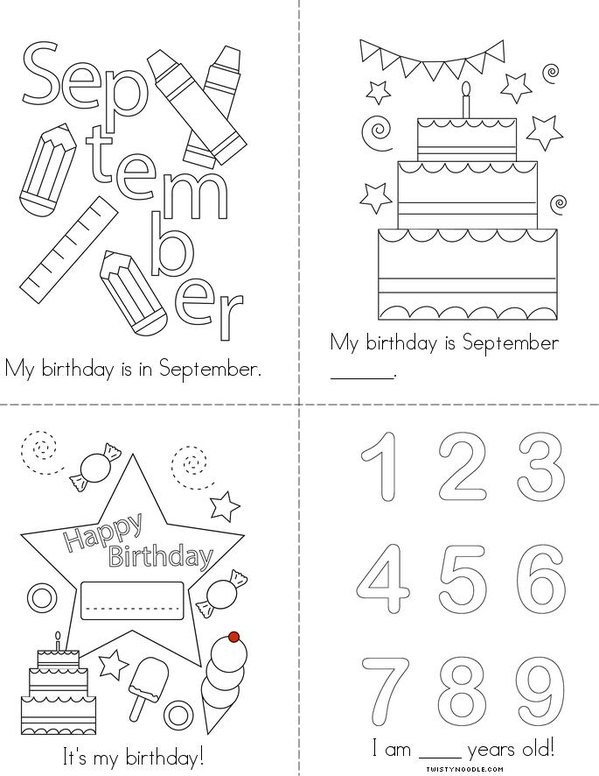 My Birthday is in September Mini Book