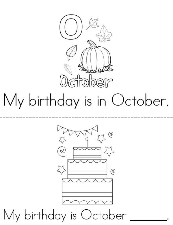 My Birthday is in October Mini Book - Sheet 1