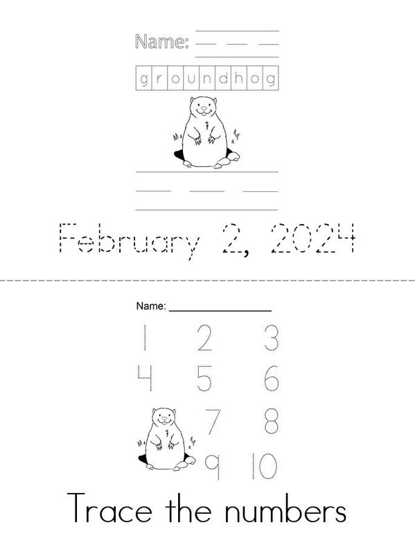 Groundhog Day Writing Practice Mini Book - Sheet 1