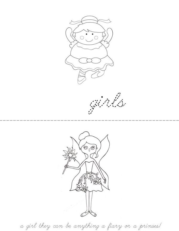                                    Girls Mini Book - Sheet 1