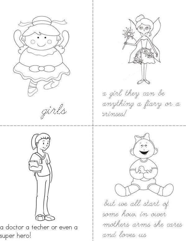                                    Girls Mini Book - Sheet 1