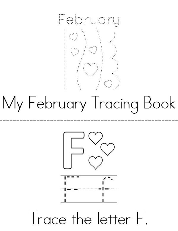 February Tracing Mini Book - Sheet 1