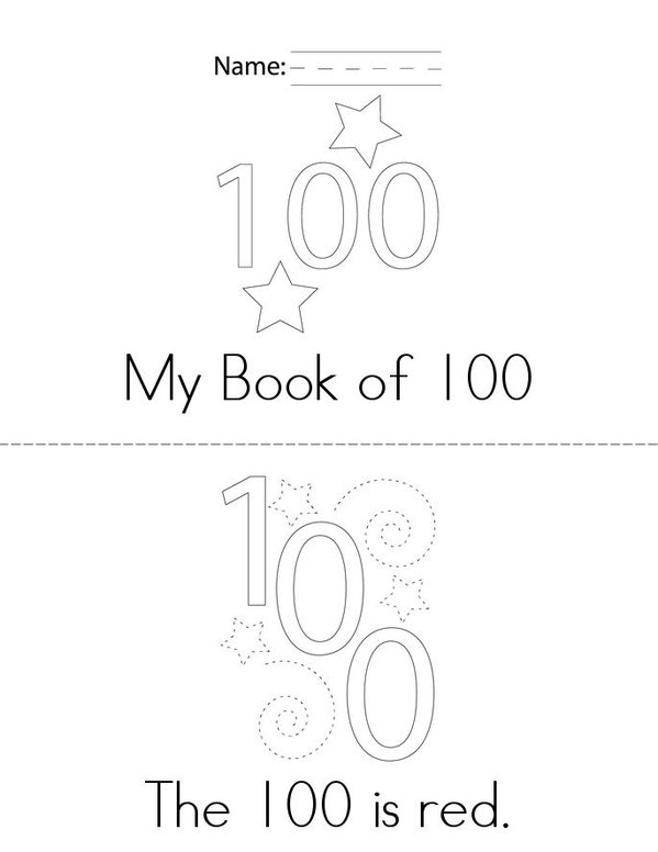 My Book of 100 Mini Book - Sheet 1