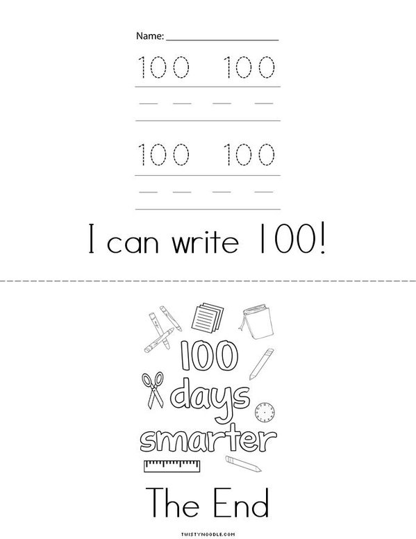 My Book of 100 Mini Book - Sheet 2