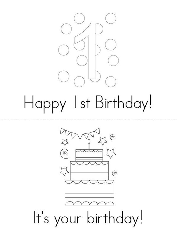 Happy 1st Birthday Mini Book - Sheet 1