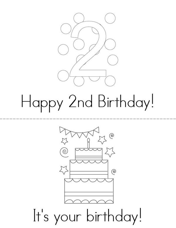Happy 2nd Birthday Mini Book - Sheet 1