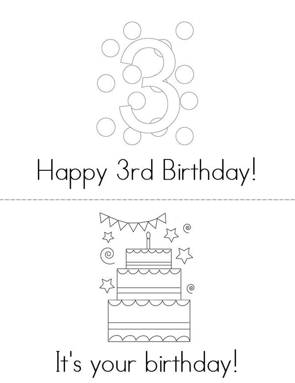 Happy 3rd Birthday Mini Book - Sheet 1