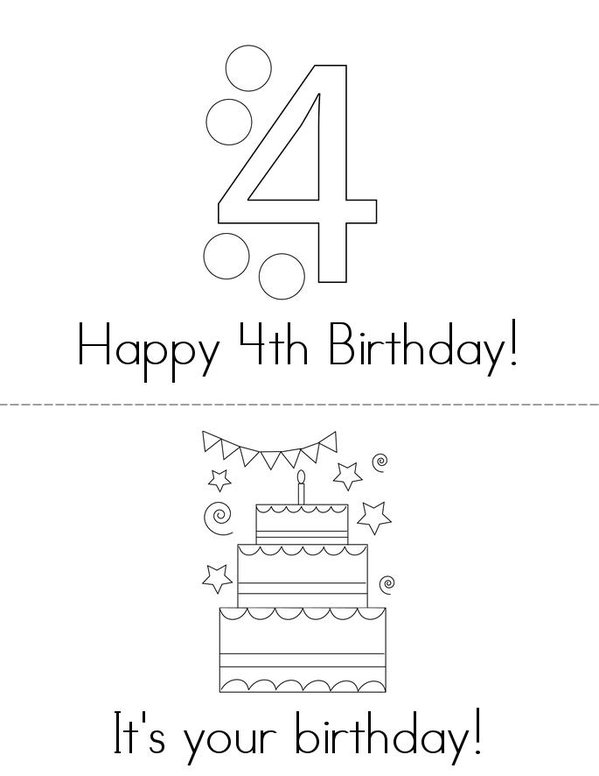 Happy 4th Birthday Mini Book - Sheet 1