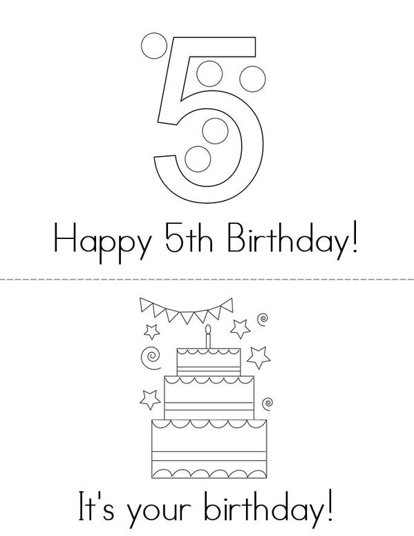Happy 5th Birthday Mini Book - Sheet 1