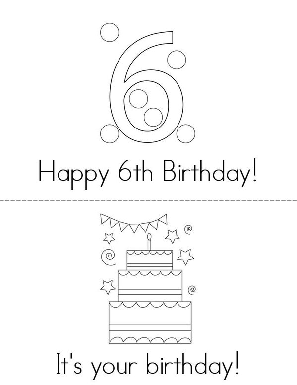 Happy 6th Birthday Mini Book - Sheet 1
