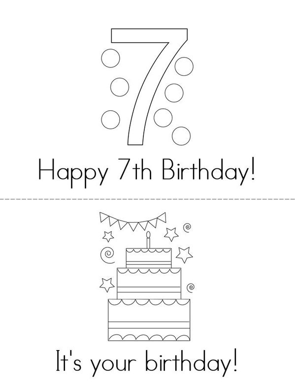 Happy 7th Birthday Mini Book - Sheet 1