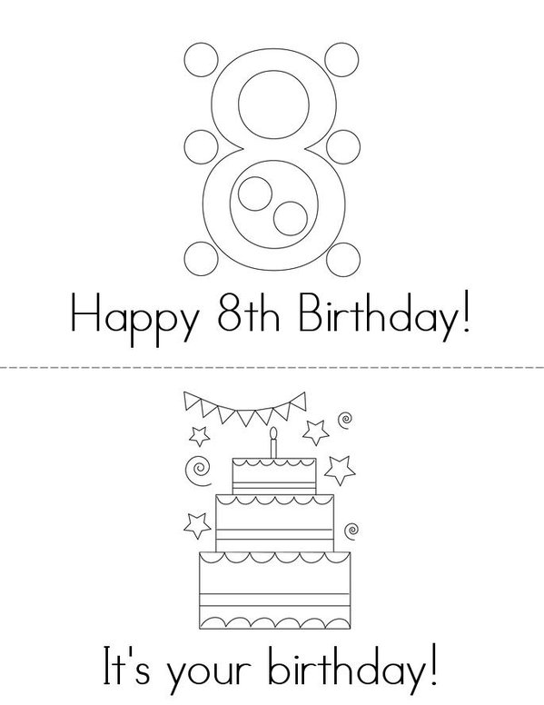 Happy 8th Birthday Mini Book - Sheet 1
