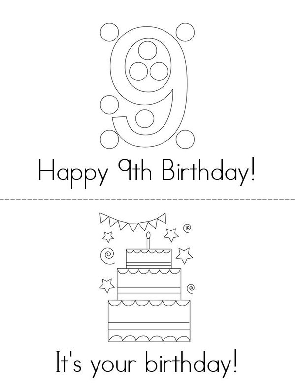 Happy 9th Birthday Mini Book - Sheet 1