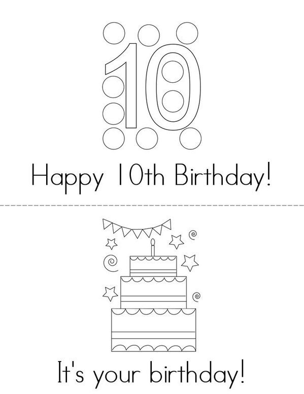 Happy 10th Birthday Mini Book - Sheet 1