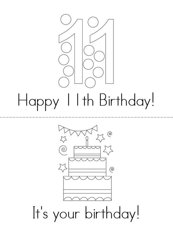 Happy 11th Birthday Mini Book - Sheet 1