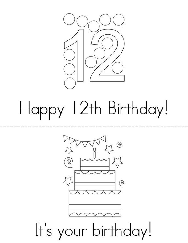 Happy 12th Birthday Mini Book - Sheet 1