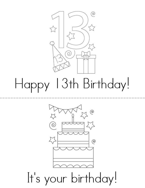 Happy 13th Birthday Mini Book - Sheet 1
