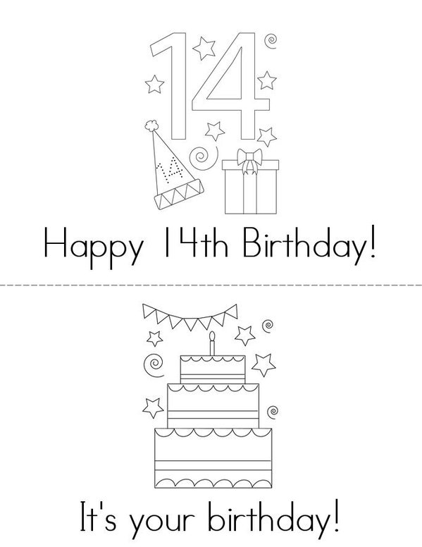 Happy 14th Birthday Mini Book - Sheet 1
