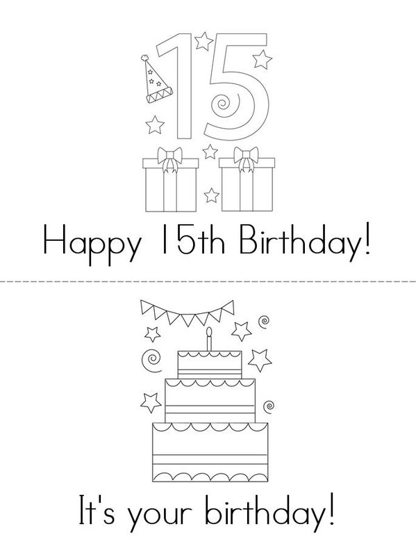 Happy 15th Birthday Mini Book - Sheet 1