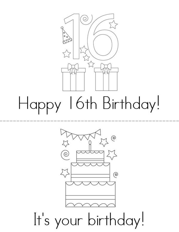 Happy 16th Birthday Mini Book - Sheet 1