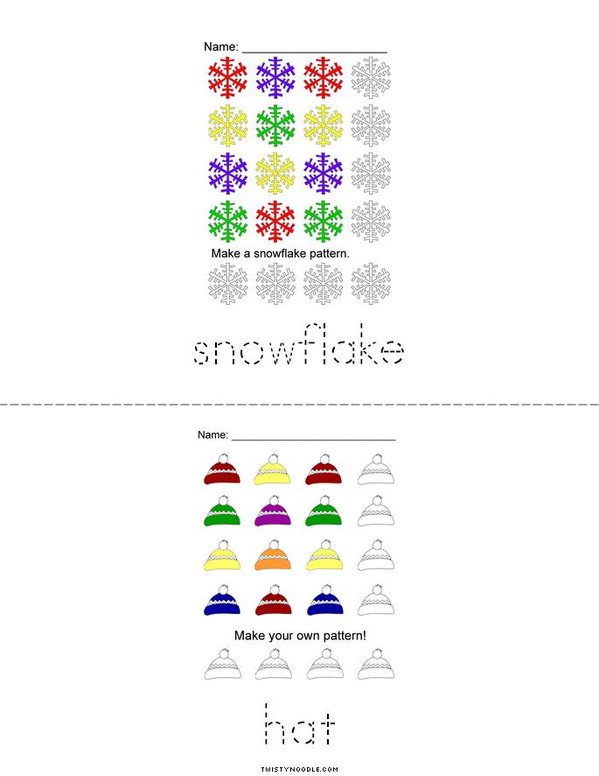 Winter Patterns Mini Book - Sheet 2