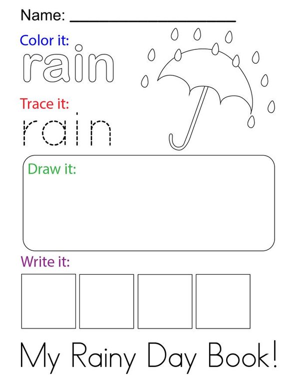 Rain Mini Book - Sheet 1