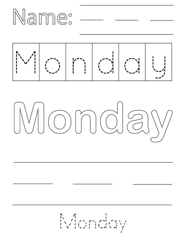 Monday Writing Practice Mini Book - Sheet 1