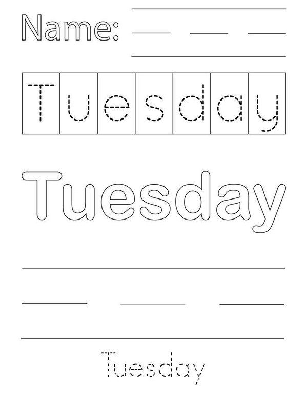 Tuesday Writing Practice Mini Book - Sheet 1
