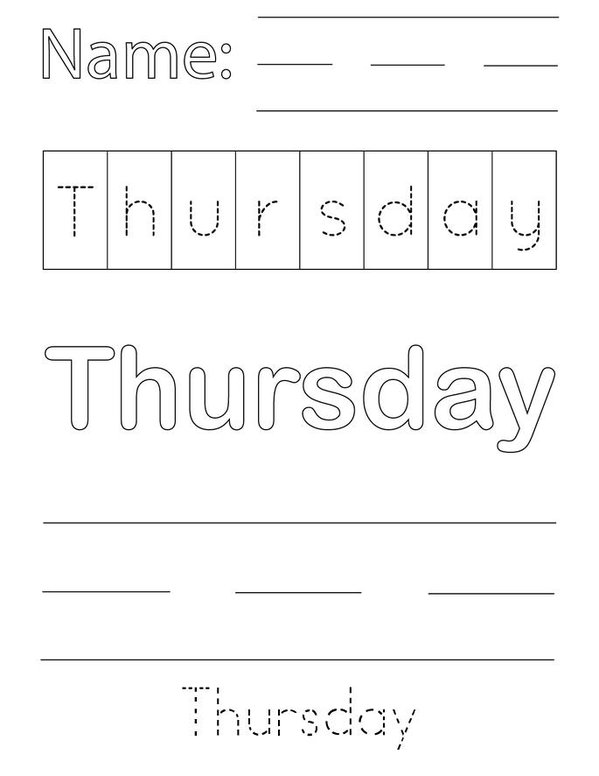 Thursday Writing Practice Mini Book - Sheet 1