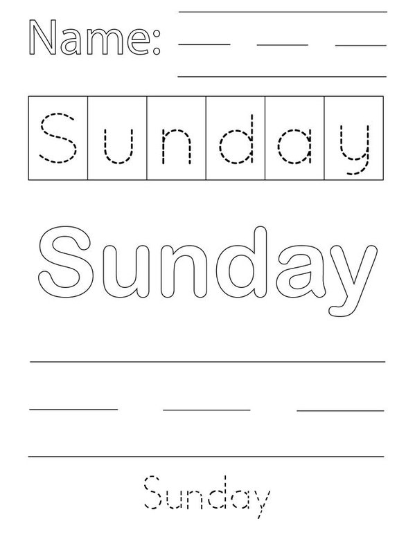 Sunday Writing Practice Mini Book - Sheet 1