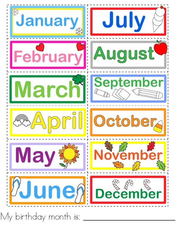 My Months Book Mini Book - Sheet 1