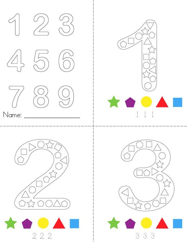 Numbers Color by Code Mini Book - Sheet 1