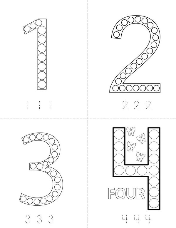 Number Dot Painting Mini Book - Sheet 1