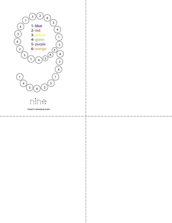 Color by Number (Numbers 1-9) Mini Book - Sheet 3