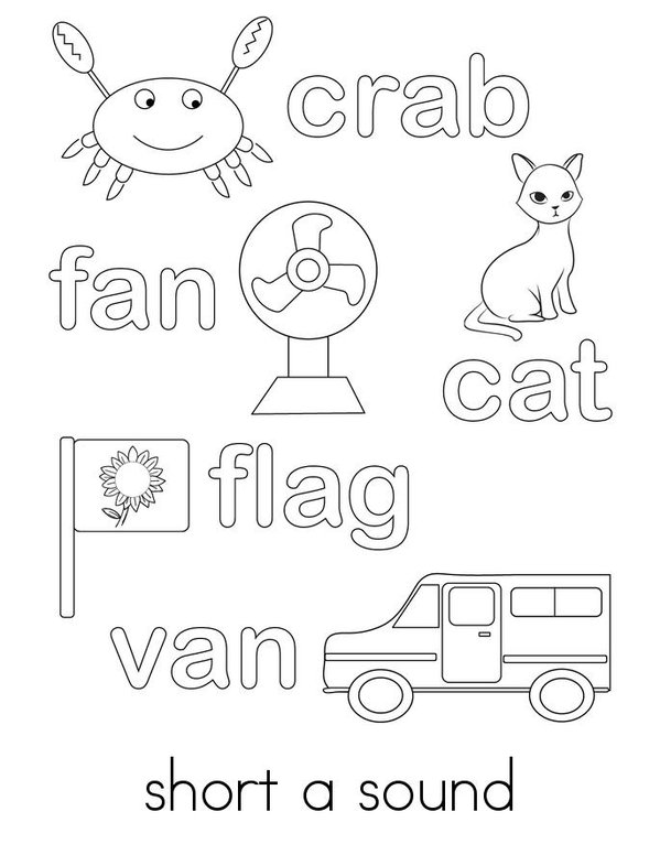Color the short vowels Mini Book - Sheet 1