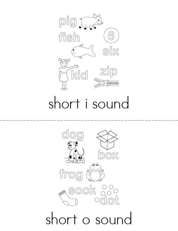Color the short vowels Mini Book - Sheet 2