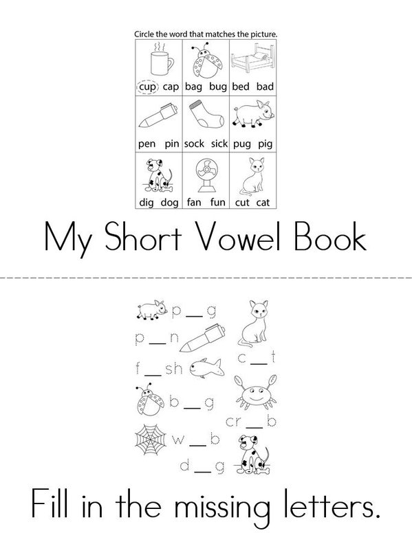 My Short Vowels Activity Mini Book - Sheet 1